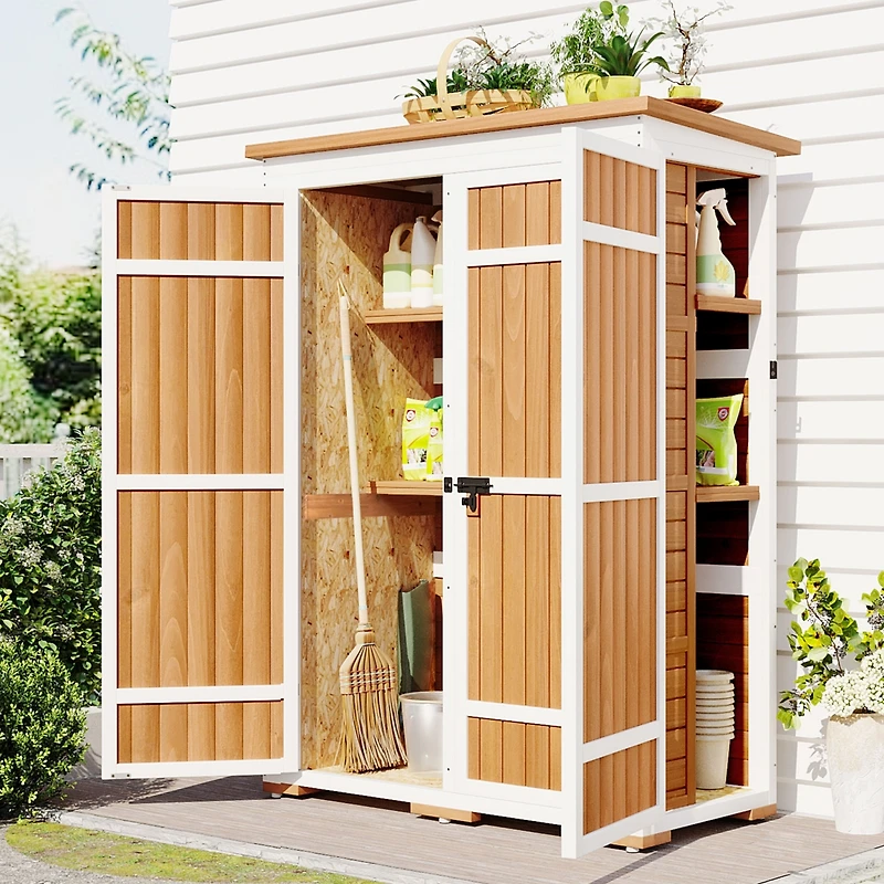 Streamdale 5.5ft H Wood Storage Shed - Lockable Doors