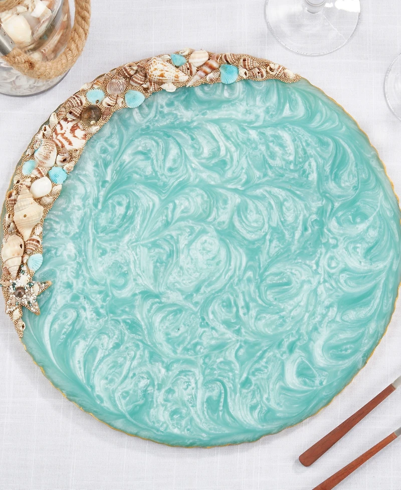 Saro Lifestyle Resin Enchanted Seashell Placemat Set of 4,14"x14"