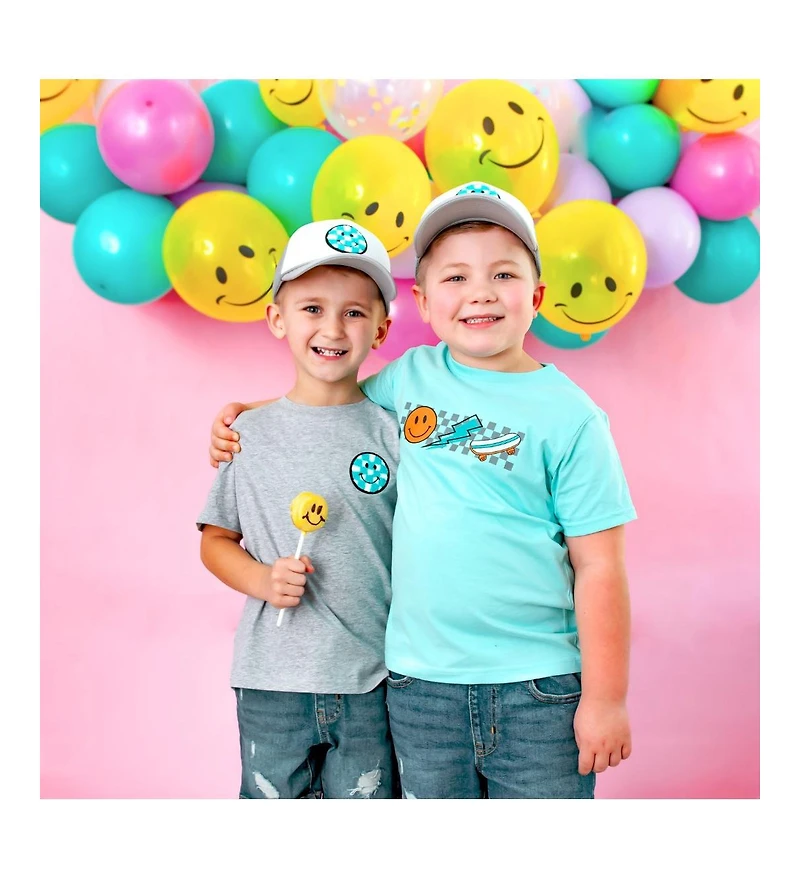 Sweet Wink Toddler Boys Smiley Checker Patch Short Sleeve T-Shirt