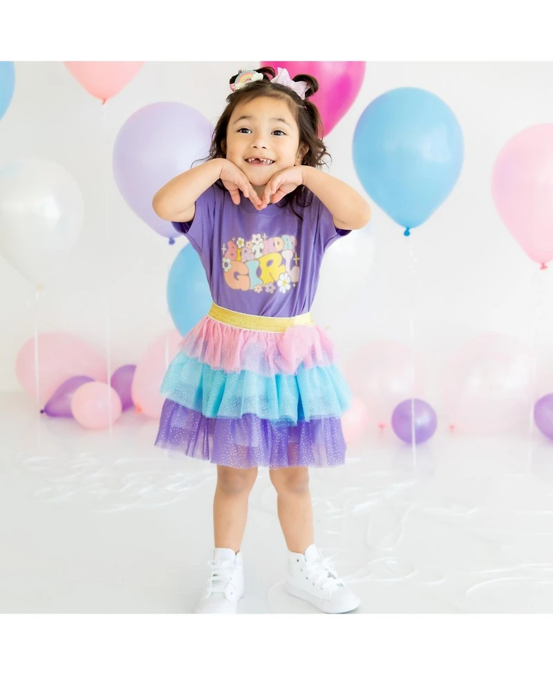 Sweet Wink Toddler Girls Groovy Birthday Short Sleeve T-Shirt