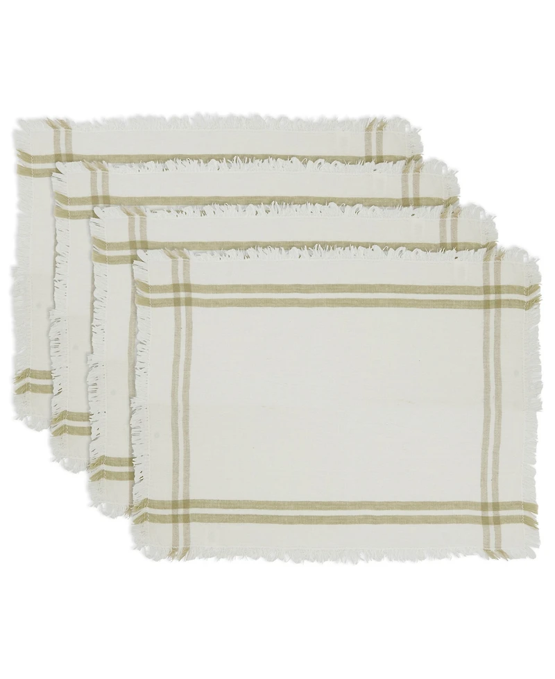Saro Lifestyle Trendy Fringed Stripe Placemat Set of 4,13"x19"