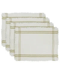 Saro Lifestyle Trendy Fringed Stripe Placemat Set of 4,13"x19"