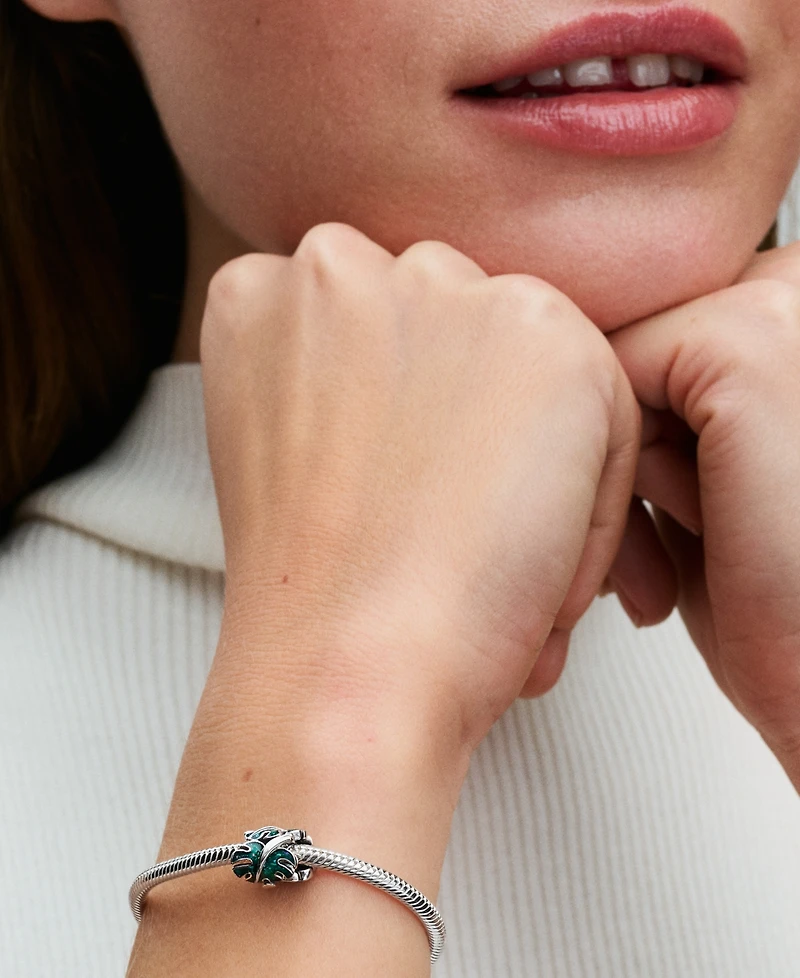 Pandora Sterling Silver Green Monstera Leaves Charm