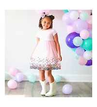 Sweet Wink Toddler Girls Pink Confetti Short Sleeve Tutu Dress