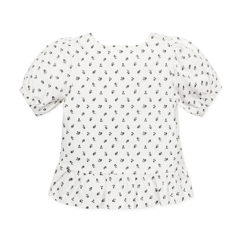Hope & Henry Girls Bubble Sleeve Knit Peplum Top