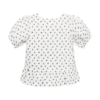Hope & Henry Girls Bubble Sleeve Knit Peplum Top