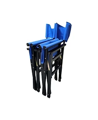 Simplie Fun Canvas and Wood Folding Chairs Set - Blue