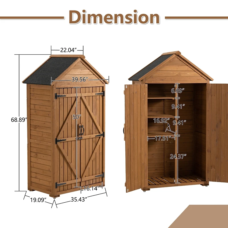 Streamdale Wooden Outdoor Storage Cabinet with Shelves and Latch