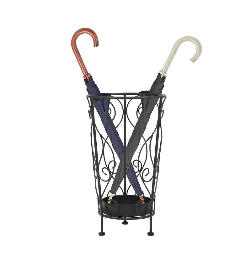 vidaXL Umbrella Stand Vintage Style Metal 10.2"x18.1" Black