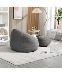 Streamdale Furniture Compressed Foam Bean Bag Chair with Footrest