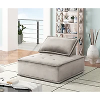 Anna Light Gray Velvet Armless Lounge Chair