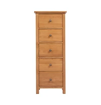 Tall Chest of Drawers 17.7"x12.5"x43.3" Solid Oak Wood