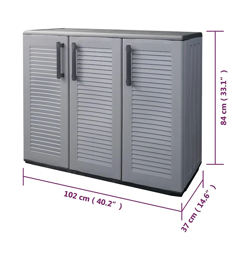 Garden Storage Cabinet Gray and Black 40.2"x14.6"x33.1" Pp