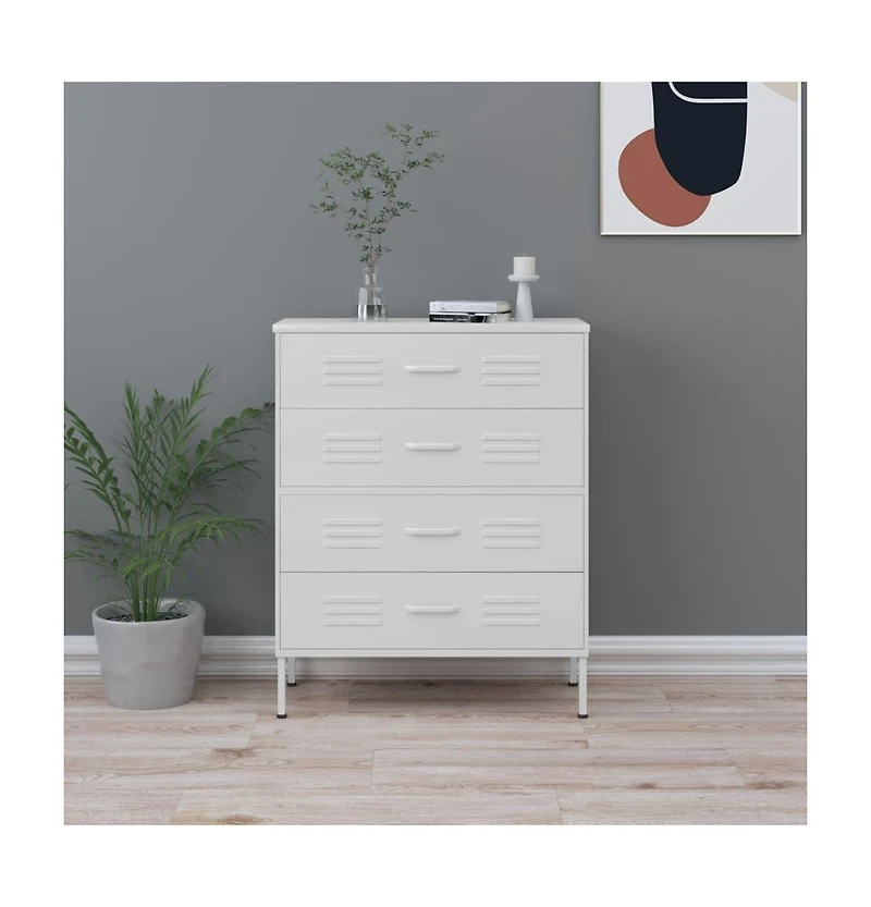 Chest of Drawers White 31.5"x13.8"x40" Steel