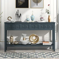 Simplie Fun Rustic Entryway Console Table, 60 Long Sofa Table With Two Different Size Drawers And Bottom