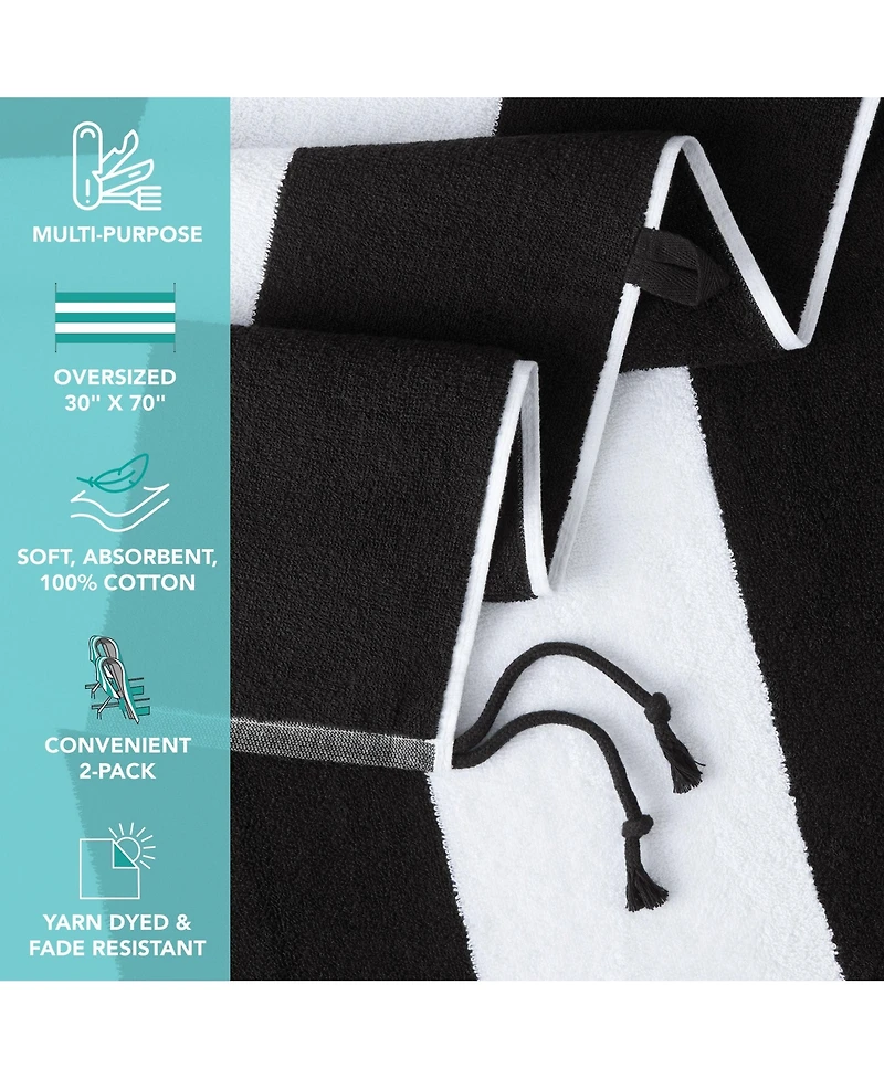 Arkwright Home Tie & Dry Beach Towel (2 Pack), 30x70 in, Soft Ring Spun Cotton, Color Options