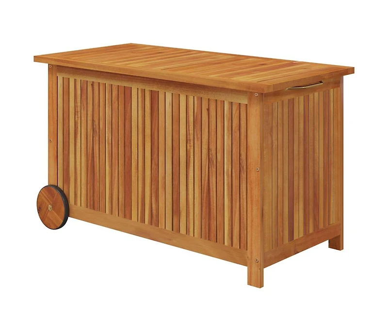vidaXL Patio Storage Box with Wheels 35.4"x19.7"x22.8" Solid Wood Acacia