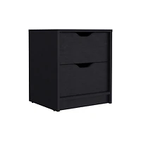 Streamdale Basilea 2 Drawers Nightstand, Pull Out System - Black