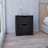 Streamdale Basilea 2 Drawers Nightstand, Pull Out System - Black