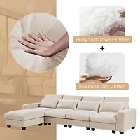 Streamdale Furniture Modern Large L-Shaped Feather Filled Sectional Sofa, Convertible Sofa Couch With Reversible Chaise