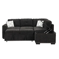 Simplie Fun 83.8" Reversible Sectional Pull-Out Sofa Bed L-Shaped Corner Sofa Couch