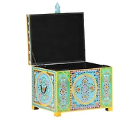 Hand Painted Storage Box x 19.7"x15.7"x15.7" Solid Mango Wood