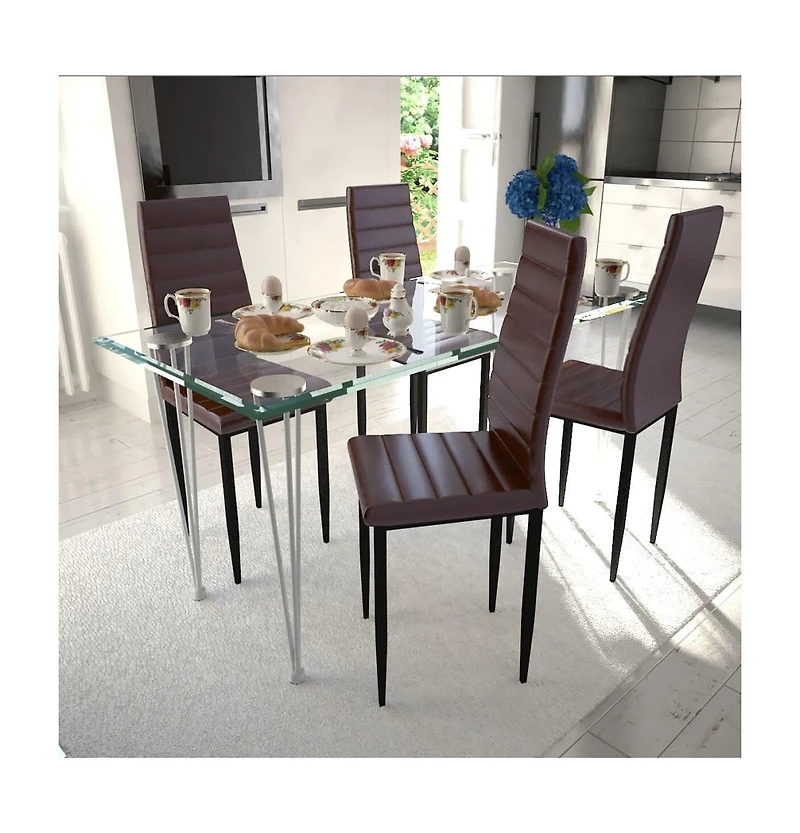 Dining Chairs 4 pcs Brown Faux Leather