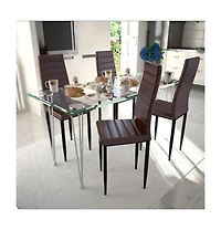 Dining Chairs 4 pcs Brown Faux Leather