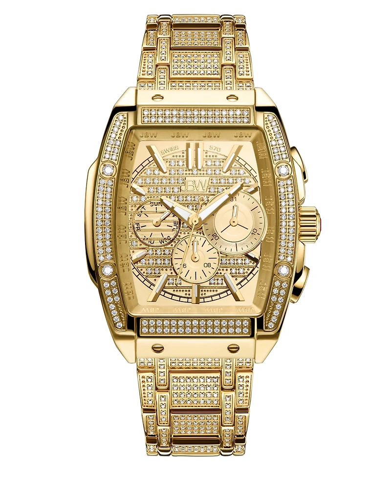 Jbw Men's Echelon Platinum Series Diamond (3 ct. t.w.) 18K Gold-Plated Stainless Steel Watch, 41Mm