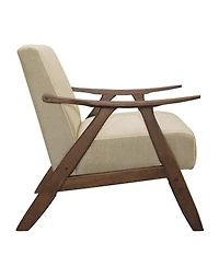 Simplie Fun Light Brown Fabric Accent Chair with Walnut Finish
