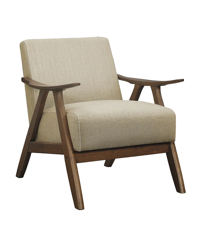 Simplie Fun Light Brown Fabric Accent Chair with Walnut Finish