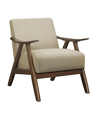 Simplie Fun Light Brown Fabric Accent Chair with Walnut Finish