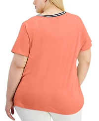 Tommy Hilfiger Plus Size Contrast Trim V-Neck Top