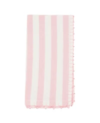 Saro Lifestyle Lively Pompom Border Striped Napkin Set of 4,20"x20"