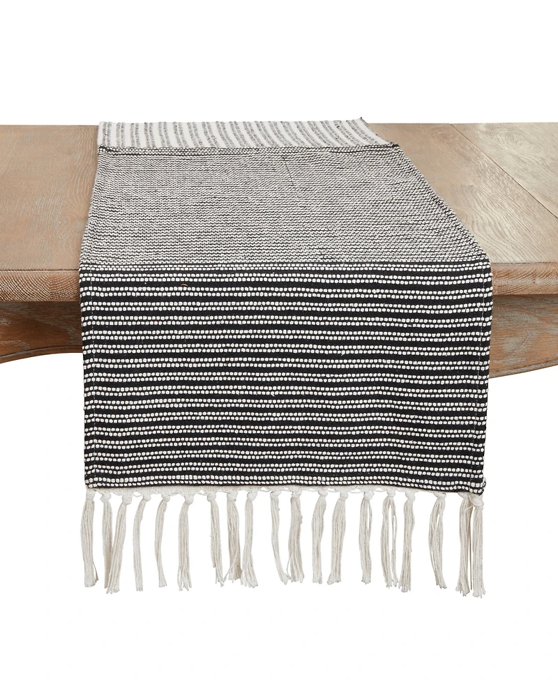 Saro Lifestyle Duo-Tone Stripe Table Runner, 16"x72"