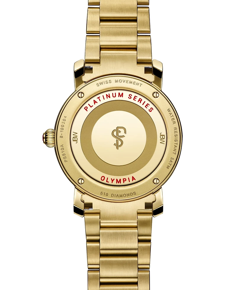 Jbw Women's Olympia Platinum Series Diamond (2 1/2 ct. t.w.) 18K Gold-Plated Stainless Steel Watch, 38Mm