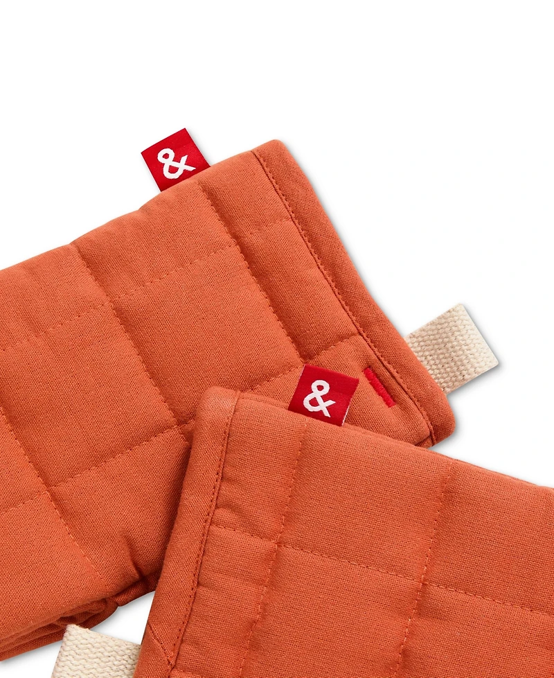 Hedley & Bennett Quilted Solid-Color Oven Mitts, Set of 2