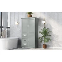 Simplie Fun Tall And Wide Storage Cabinet With Doors For Bathroom/Office, Three Drawers