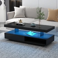 Simplie Fun Led Coffee Table With Storage and Display Shelves