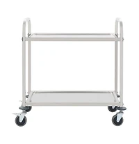 vidaXL 2-Tier Kitchen Trolley 38"x21.7"x35.4" Stainless Steel