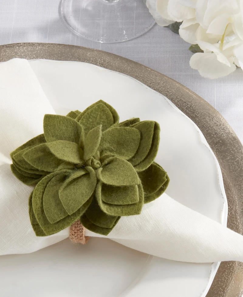 Saro Lifestyle Felt Blossom Napkin Ring, Set of 4