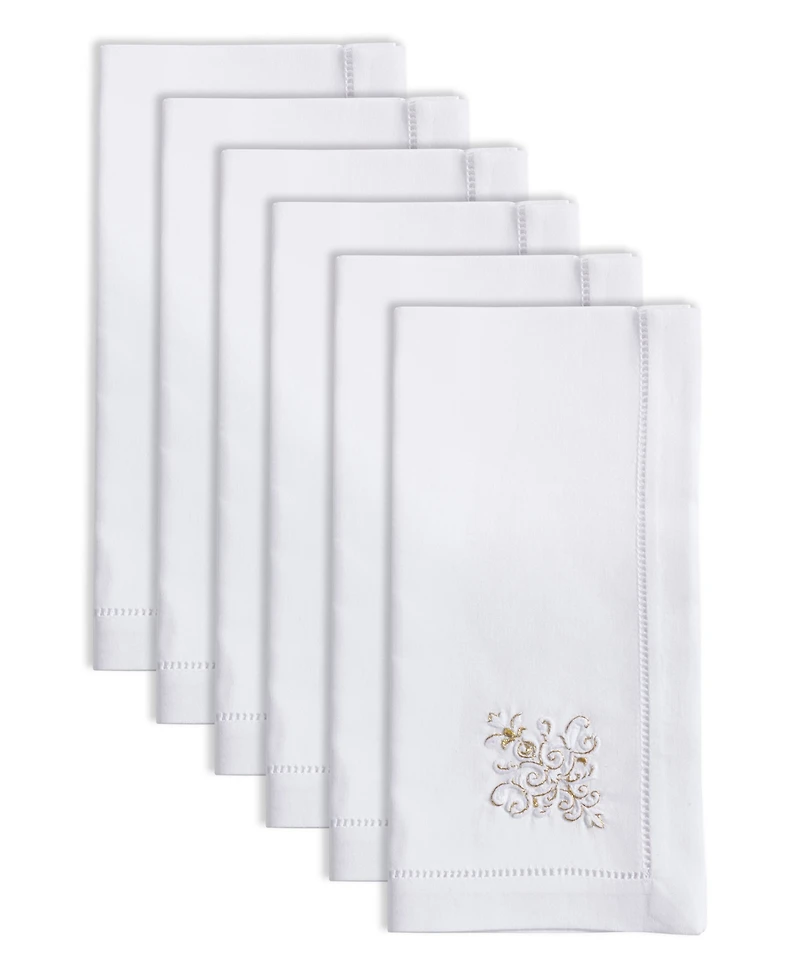 Saro Lifestyle Festive Holiday Ornament Embroidered Napkin Set of 6, 20"x20"