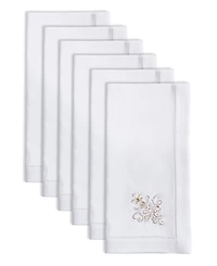 Saro Lifestyle Festive Holiday Ornament Embroidered Napkin Set of 6, 20"x20"
