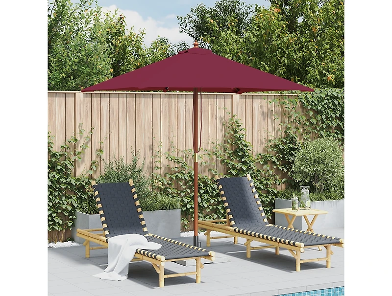 Outdoor Parasol with Wooden Pole 59.1"x78.7" Bordeaux Red