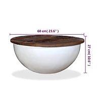 vidaXL Coffee Table Solid Reclaimed Wood White Bowl Shape