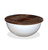 vidaXL Coffee Table Solid Reclaimed Wood White Bowl Shape