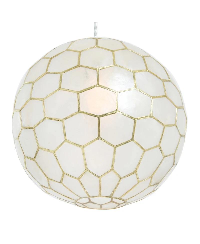 Storied Home Capiz Honeycomb Globe Pendant Light Capiz White Seashells