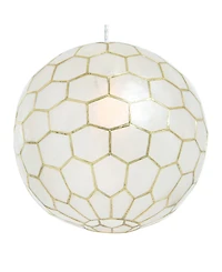 Storied Home Capiz Honeycomb Globe Pendant Light Capiz White Seashells