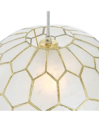 Storied Home Capiz Honeycomb Globe Pendant Light Capiz White Seashells