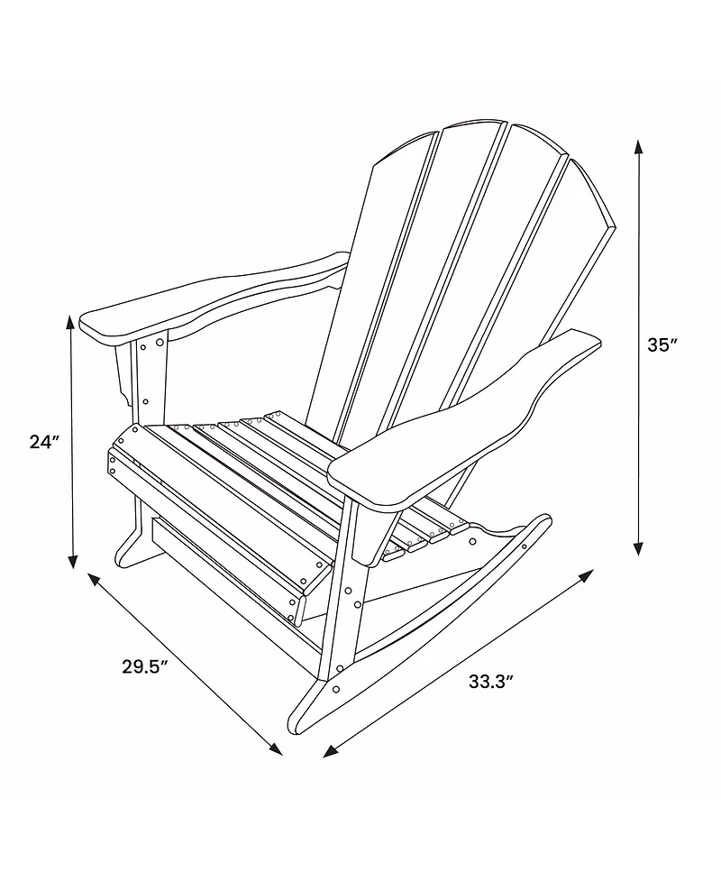 3 Piece set Outdoor Patio Poly Adirondack rocking chairs with side table